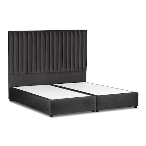 إن هاوس ألكمار هيكل سرير منجد بالمخمل - نفر ونص - 200×140 سم - رمادي غامق