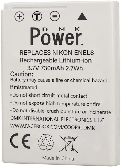 DMK Power EN-EL8 730mAh Camera Battery Compatible with Nikon Coolpix P1 P2 S1 S2 S3 S5 S6 S7 S7c Coolpix S8 S9 S50 S51 S51c S52 S52c Cool-Station MV-11 MV-121