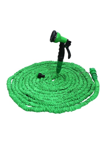 Generic Expandable Garden Hose Water Pipe With 8 Modes Spray Gun Green