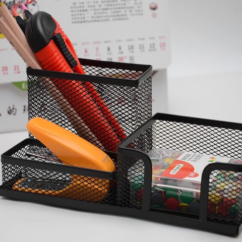 Generic Mental Pen Holder Pencils Stands Box Desk Stationery Organizer