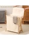 67L Bamboo Laundry Basket with Cover for Dirty Clothes Hamper Storage Organizer Portable X Frame Freestanding Toilet Sorter Cart for Bathroom and Bedroom Towels Blankets