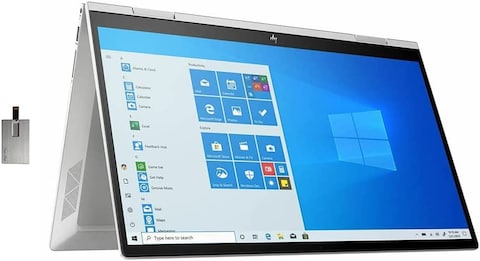 HP Envy X360 2-In-1 2022 15.6&quot; FHD Touchscreen Laptop, Intel Core i7-1165G7, 32GB RAM, 1TB PCIe SSD, Backlit KB, Iris Xe Graphics, B&amp;O Audio, Windows 11, Silver, 32GB USB Card-International Version