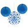 Creative Converting- Solid &amp; Polka Dot Paper Fan True Blue< >Blue< >