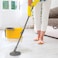 Esqube Classic Spin Mop Yellow Bucket Set with Pull Handle, Wheels