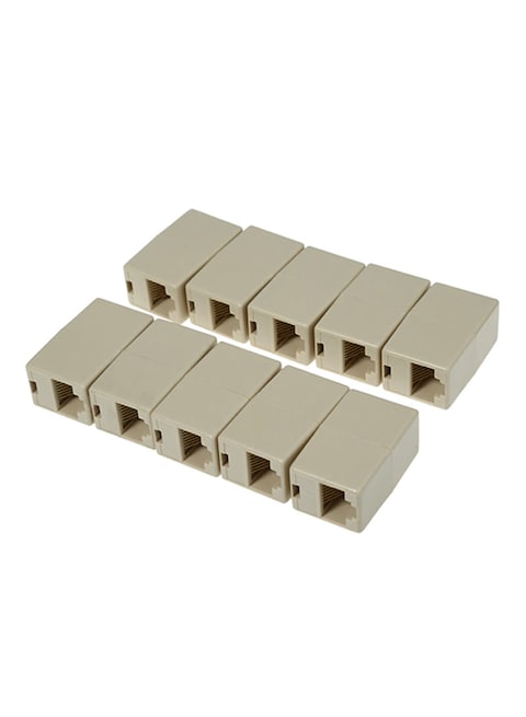 Generic Rj45-10-Piece Network Lan Cable Extender Connector Adapter, Yellow