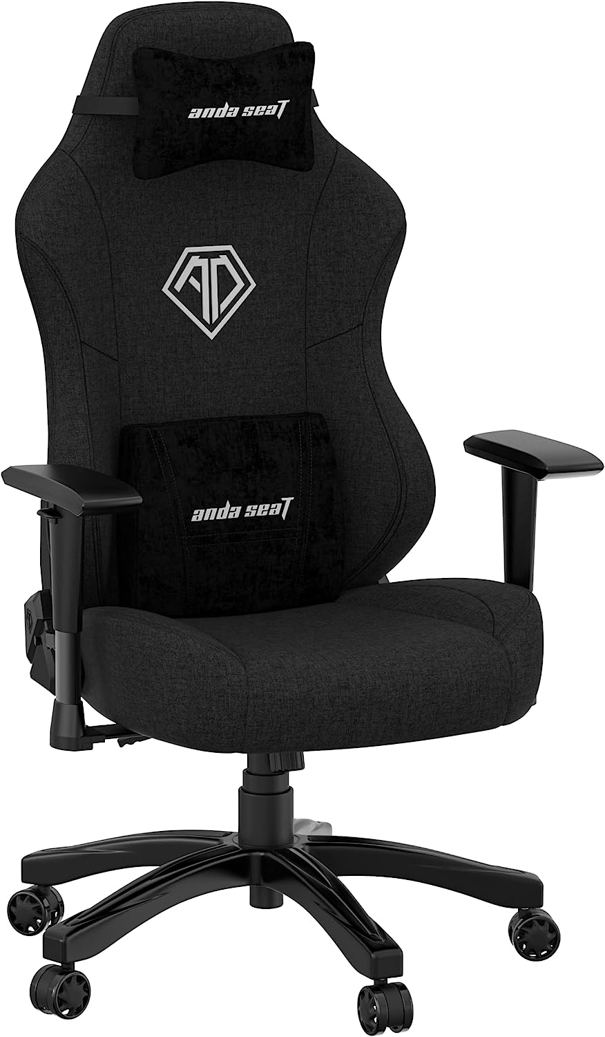 Anda Seat Phantom 3 Series Premium Gaming Chair With Neck Pillow And Lumbar Back Suppor Fabric, Black, Large