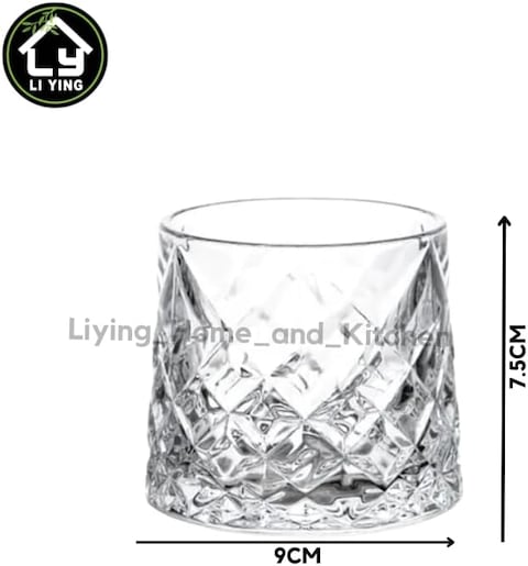Liying Elegant Design Rotatable Tumbler Crystal Drinking Glass with Creative Coasters for Scotch,Bourbon,Cocktails 1#