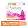 Private Non Applicator Organic Super Plus Tampons 15 Pieces