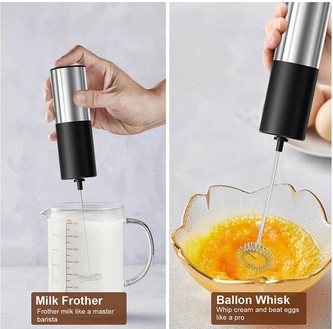 Lavish 2-Pack Battery Powered Electric Milk Frother Handheld Egg Beater With Stand