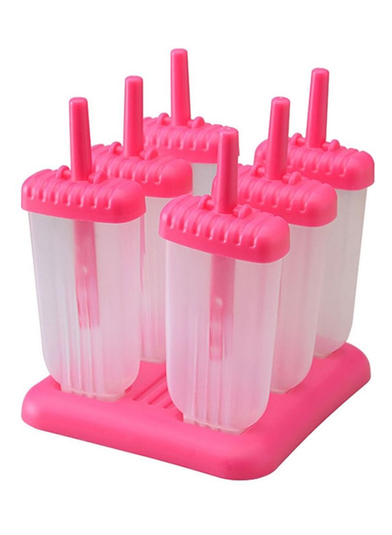 Sanbo-6-Piece Ice Cream Popsicle Molds Pink/Clear 14.8*14.8centimeter