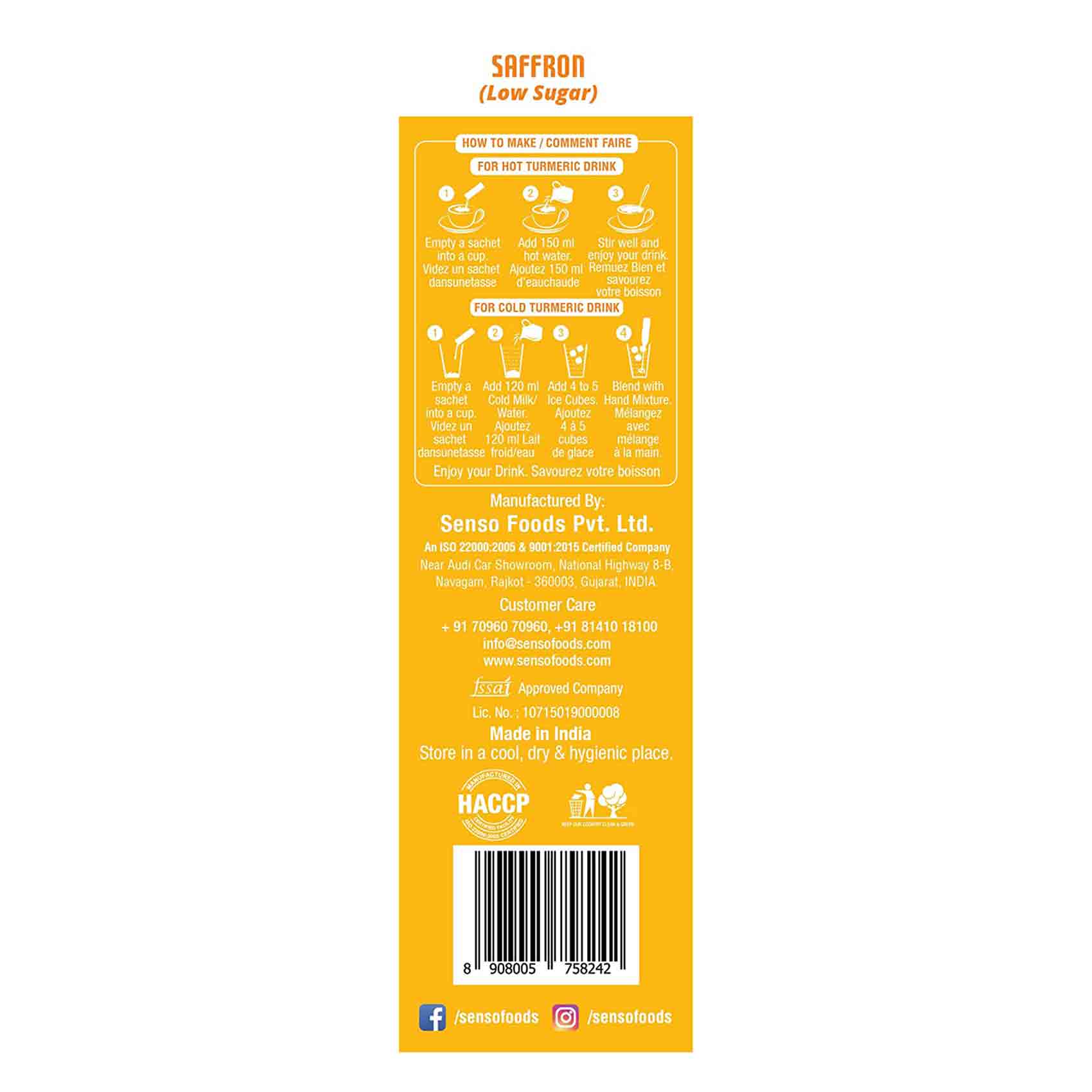 Senso Latte Mix Turmeric and Saffron 20 Gram 6 Bag product thumbnail 4