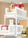 Portable 2 Tier Basket Drawer Kitchen And Bathroom Cabinets White