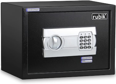 Rubik Safe Box Document Size With Digital Lock And Override Key For Home Office Shop Business, RB-25EGC, (25X35X25Cm) Black
