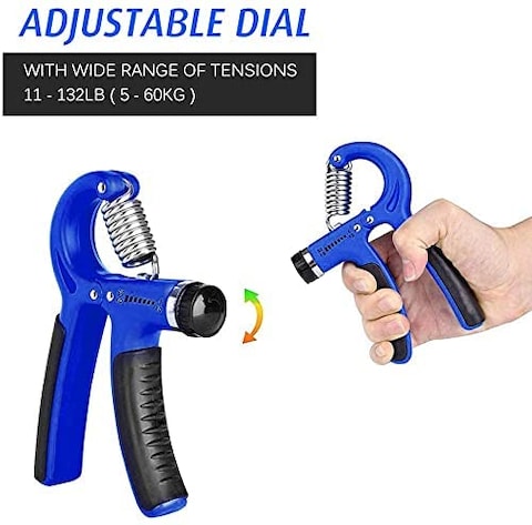 ULTIMAX Hand Grip Strengthener Set 6 PCS Strengthener Kit with Storage Pouch Hand Finger Exerciser Adjustable Hand Gripper 5 Finger Stretcher Hand Therapy Ball Grip Exercise Ring-Blue
