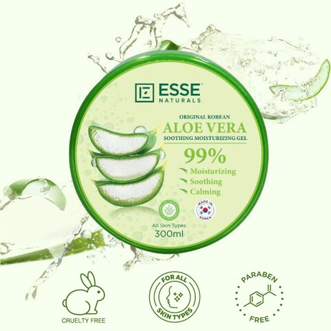 Essentialz Naturals Aloe Vera Soothing Moisturising Gel - Original Korean - For All Skin Types - 300ml