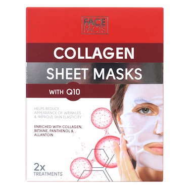 Face Facts Collagen And Q 10 Sheet Mask Treatments 20ml x Pack of 2