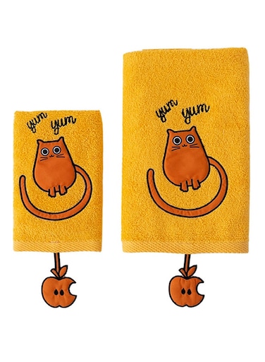 Milk &amp; Moo 2-Piece Tombish Cat Pattern Towel Set