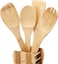 Royalford 4 Pieces Pure Bamboo Wooden Solid Turner, Spatula, Slotted Spoon &amp; Spoon Kitchen Essentials Cooking Utensils Tool Set
