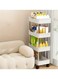 Cozy Nest 4 Tier Rolling Trolley Storage Organizer Utility Cart with Hooks &amp; Lockable Wheels and Mobile Functional Shelves for Bathroom Kitchen Office and Laundry Room (Off White)