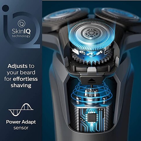 Philips Series 5000 Wet &amp; Dry Men&#39;s Electric Shaver, S5588/30, Deep Black (With Integrated Pop-Up Trimmer, With Advanced SkinIQ, , 60 Mins Run Time)