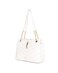 AMICA Am&eacute;lie Women Chevron Quilted Tote bag with 3 Spacious Comaprtments with Leather &amp; Chain Adjustableble Strap in White Ivory