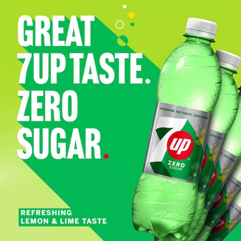 7UP Zero Zesty Lemon And Lime Flavor Zero Sugar Bottle 500ml Pack of 12