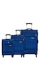 American Tourister Oakland 3 Piece Set 55+68+78cm Softcase 4 Double Wheel Cabin &amp; Check-In Luggage Trolley Blue