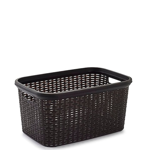 Plastic Forte Rattan Laundry Basket, 35L, Wengue