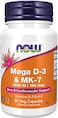 Now Foods Mega D-3 &amp; Mk-7 With Vitamins D-3 &amp; K-2, 5,000 IU/180 MCG, Bone &amp; Cardiovascular Support*, 60 Veg Capsules