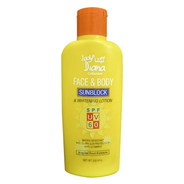 Lady Diana Collection Fruit Extracts Face And Body Sunblock And Whitening Lotion SPF UV 60 200m