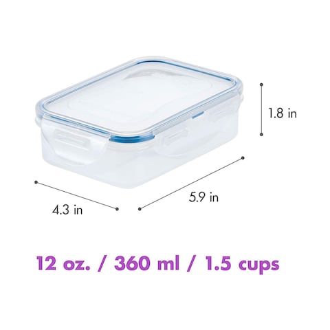 Lock &amp; LockClassic Plastic Rectangular Food Container Clear/Blue 360ml