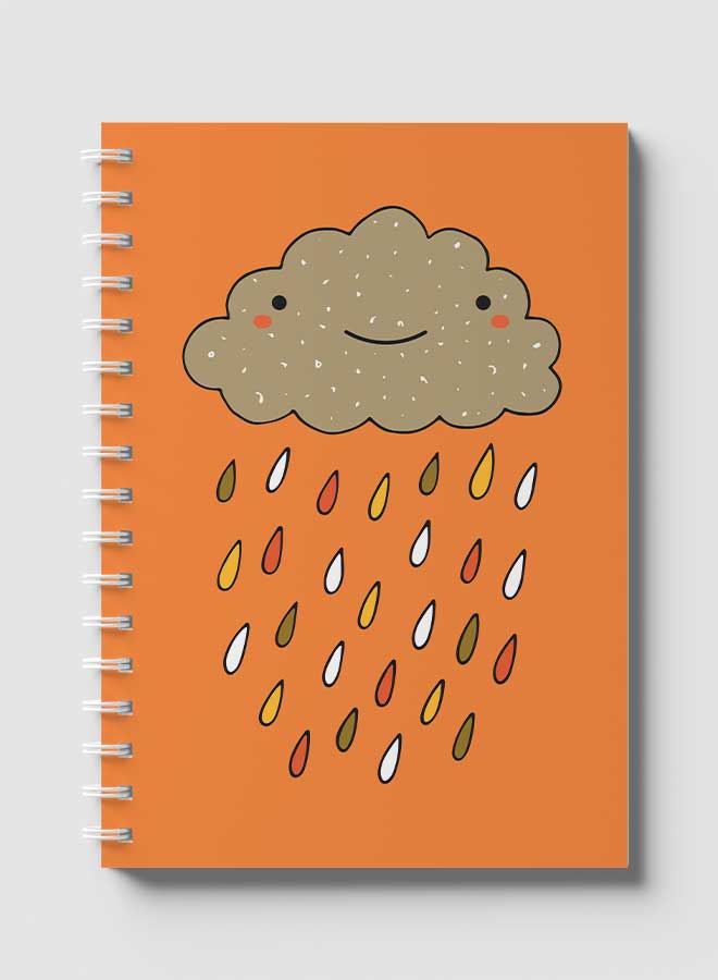 Lowha Spiral Notebook With 60 Sheets And Hard Paper Covers With Cloud &amp; Rain Design, For Jotting Notes And Reminders, For Work, University, School