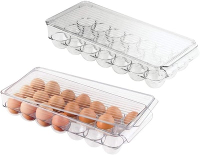 Aiwanto 2 pcs Egg Storage Box Egg Storage Container Plastic Egg Holder for Refrigerator with Handle and Lid Storage Organizer for Kitchen