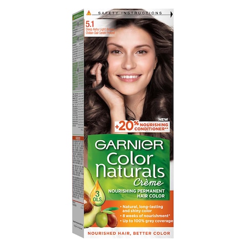 Buy Garnier Color Naturals Creme Nourishing Permanent Hair Colour 5.1 Deep Ashy Light Brown in UAE