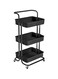 3 Tier Utility Rolling Storage Cart With Handles And Lockable Wheels Black 43x36x86.5cm
