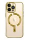 MagSafe Case Magnetic Clear Soft TPU Plating Case Wireless Charging Compatible Shockproof Camera Lens Protection For Apple iPhone 14 Pro Gold