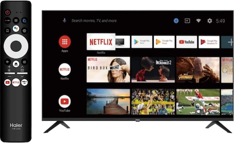 Haier 43 Inch, 4K UHD, Smart TV, H43K6FG, Black - 1 Year Full Warranty (With Android 11 Google Assistant, Google Play, Netflix, YouTube, Shahid, Wi-Fi, Bluetooth)
