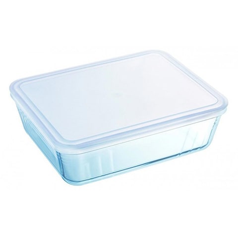 Pyrex dining plate Rectangular Glass With Lid - 2.6 Liter - Transparent