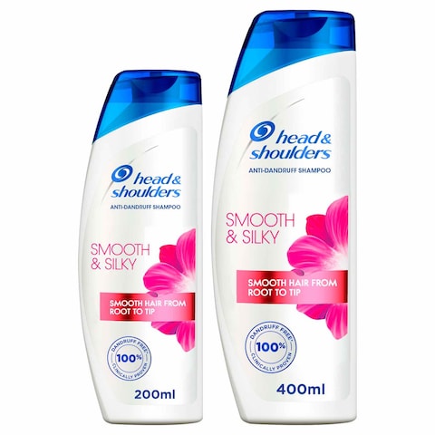 Buy Head  Shoulders Smooth  Silky Anti-Dandruff Shampoo for Dry and Frizzy Hair 400ml + 200ml in UAE