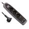 Powerlock Power strip 3 Outlets and Lock - 2 USB - 2 Meter Cable - Black