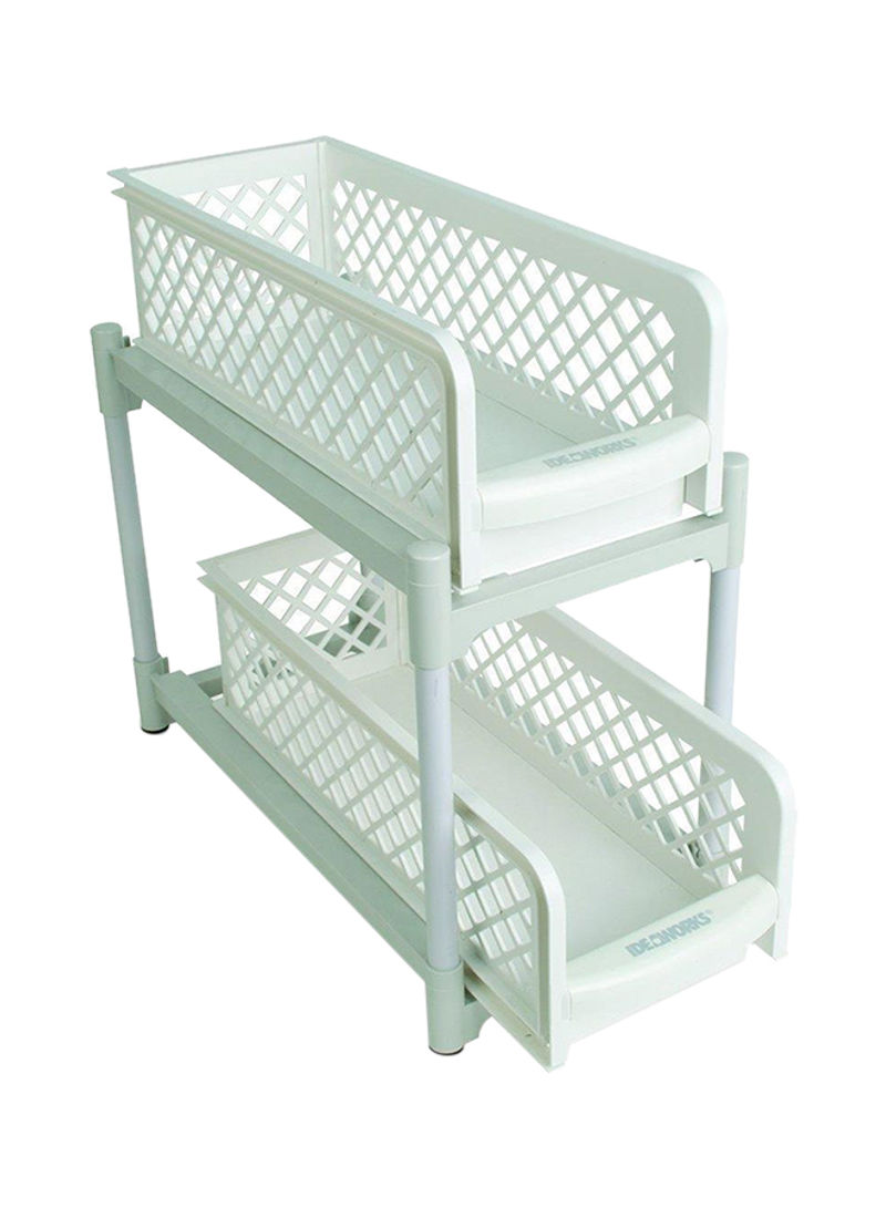 Portable 2 Tier Basket Drawer Kitchen And Bathroom Cabinets White