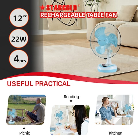 Rechargeable Oscillating Fan 5 Speed Fan 12inch 22W