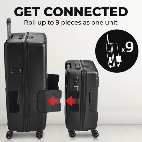 TACH Connectable 2 Pcs Luggage Set   20&quot; &amp; 28&quot; Spinner Luggage with TSA Locks   Hard Shell  Patented Built-In Connecting System Easily Links 6 Bags - Grey