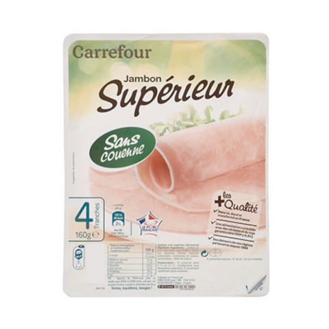 Carrefour Jambon Superieur Sans Couenne 160GR