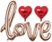 Party Time 3Pcs Balloon Set - Red Heart Foil Balloon&amp; Rose Gold Love Foil Balloon Wedding Engagement Bridal Shower Valentines Day Decoration
