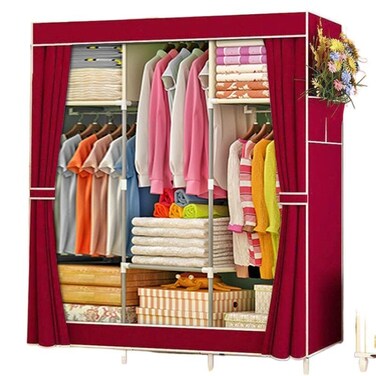 Large Capacity Non-woven Cloth Wardrobe Folding Shelf Portable Clothes Storage Fabric Closet Cabinet