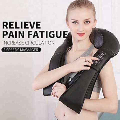 Sky Land Neck And Shoulder Back Massager With Heat, Electric Vibration Deep Tissue 3D Kneading Massage Pillow For Pain Relief On Waist, Leg, Calf, Foot, Arm, Belly, Full Body, Muscles [Em-6124]