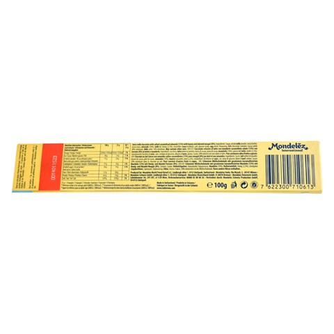 Toblerone Swiss Honey With Crunchy Almond Milk Chocolate 100G