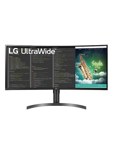 LG 35 inch Curved UltraWide Monitor QHD, (3440x1440), HDR 10, 100Hz, AMD FreeSync, USB Type-C, OnScreen Control, Flicker Safe, Speakers, Black, 35WN75C