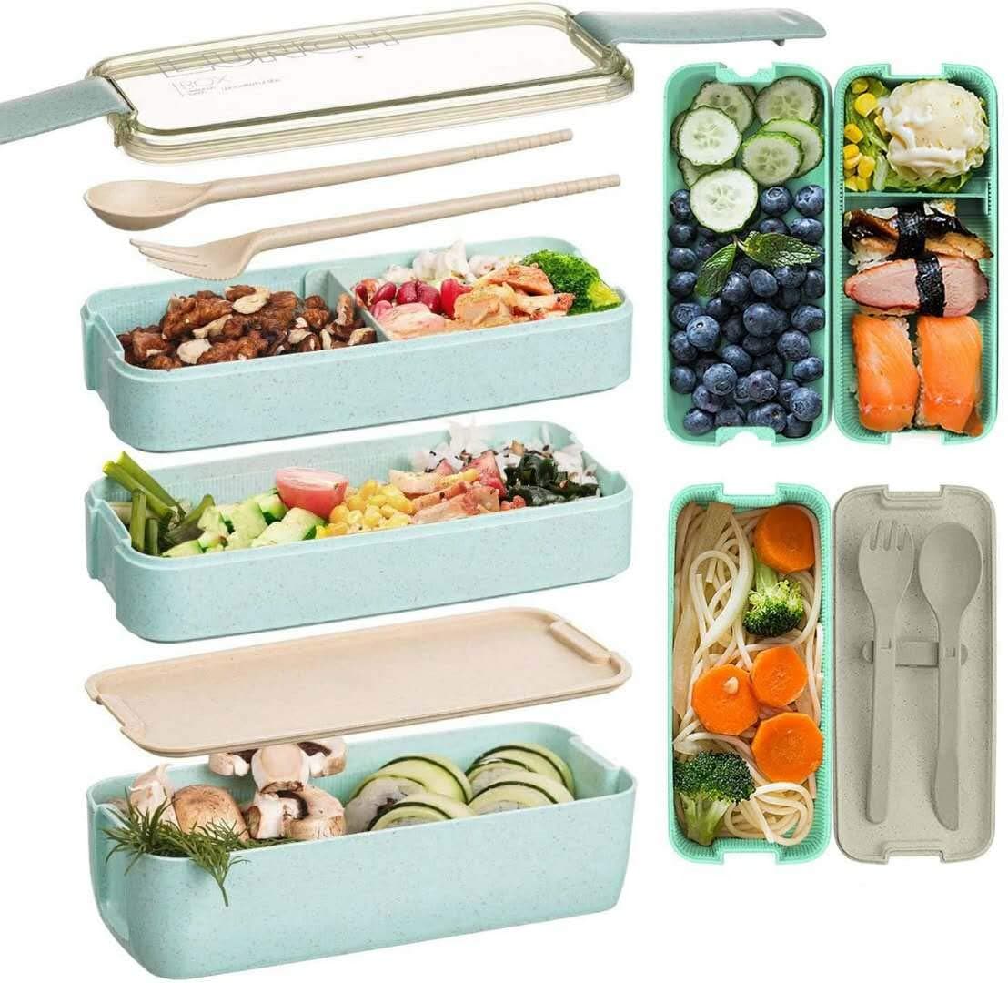 Buy Aiwanto 900ml 3 Layered Lunch Boc Bento Storage Box Tiffin Box ...